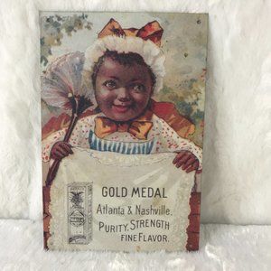 Vtg Gold Medal Vanilla Reproduction Tin 9x6" Advertising Sign African Amer Girl